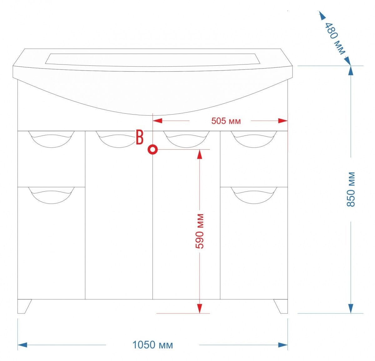 Тумба с раковиной Misty Орхидея 105 бежевая глянцевая СО000006696 - 3