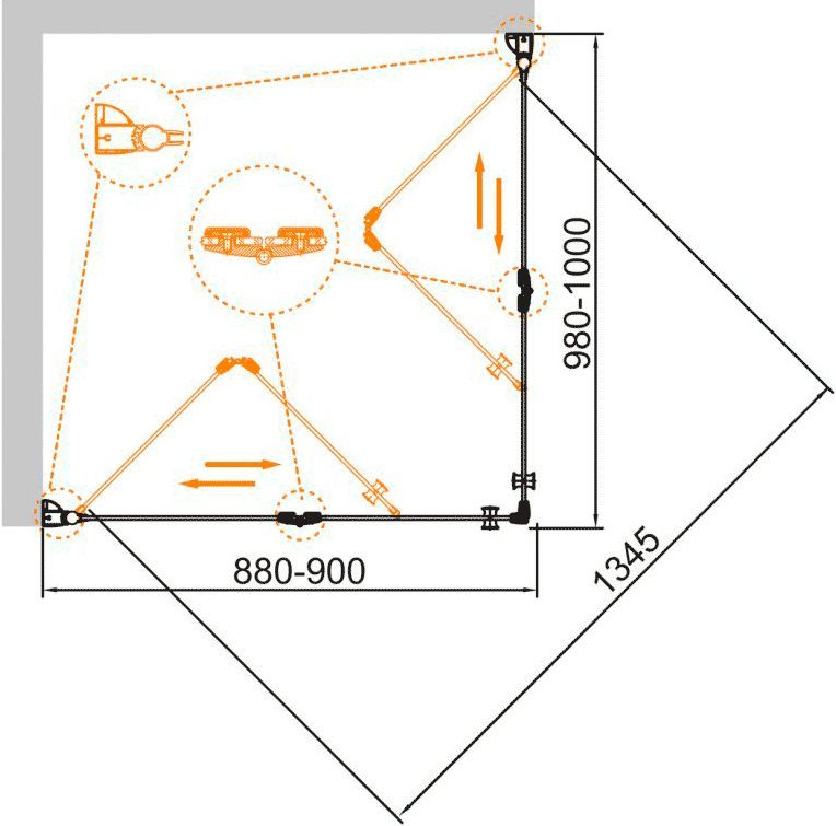 Душевой уголок Cezares Eco O-ASH-2-90/100-C-Cr ECO-O-ASH-2-90/100-C-Cr - 1