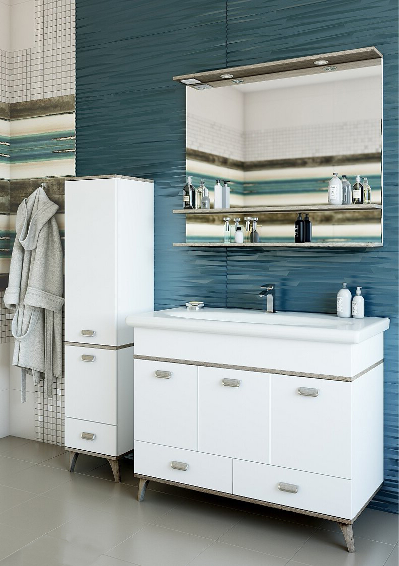 Шкаф-пенал Sanflor Бруно L, белый, орегон C03232 - 1