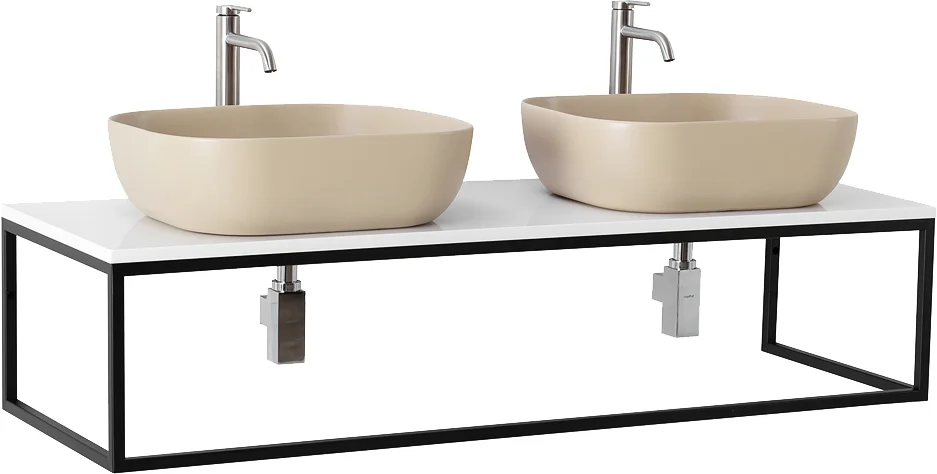 Столешница под раковину с двумя отверстиями BelBagno 140 белый EK-140-2-BL - 4