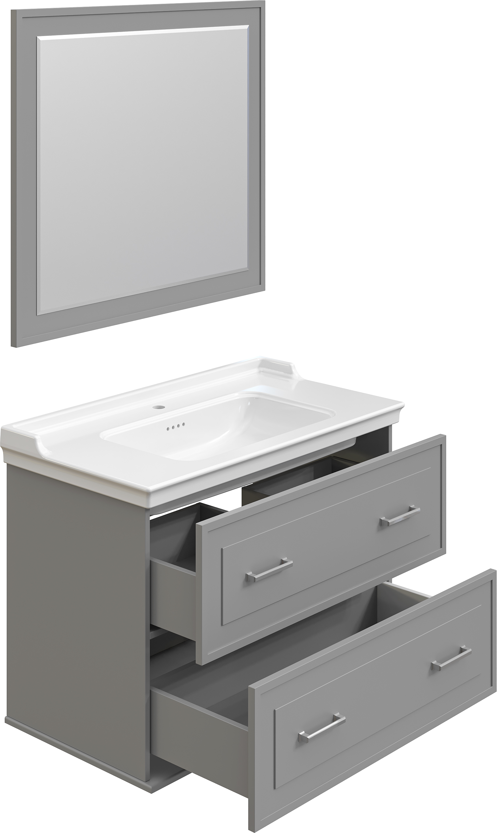 Мебель для ванной STWORKI Хадстен 100 cерая, подвесная, из МДФ, российская (гарнитур, комплект) 540925 - 9