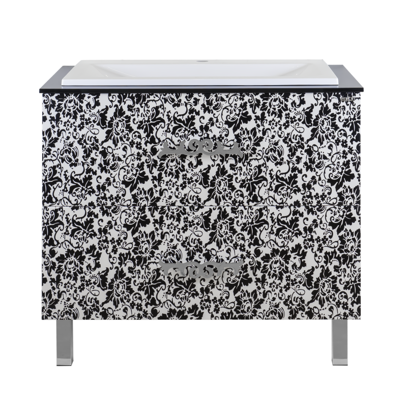 Тумба под раковину Misty Мадлен 80 черно-белая П-Мдб01080-2422Я - 0