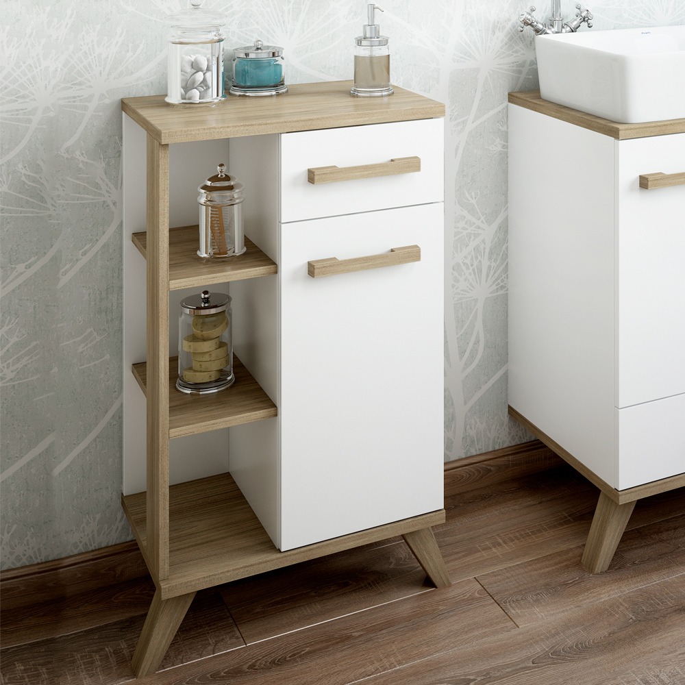 Тумба Sanflor Ингрид 50 швейцарский вяз, белая C03690 - 0