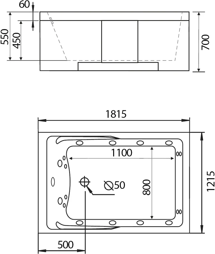 Акриловая ванна Gemy 180x120 с гидромассажем  G9061 B R - 3