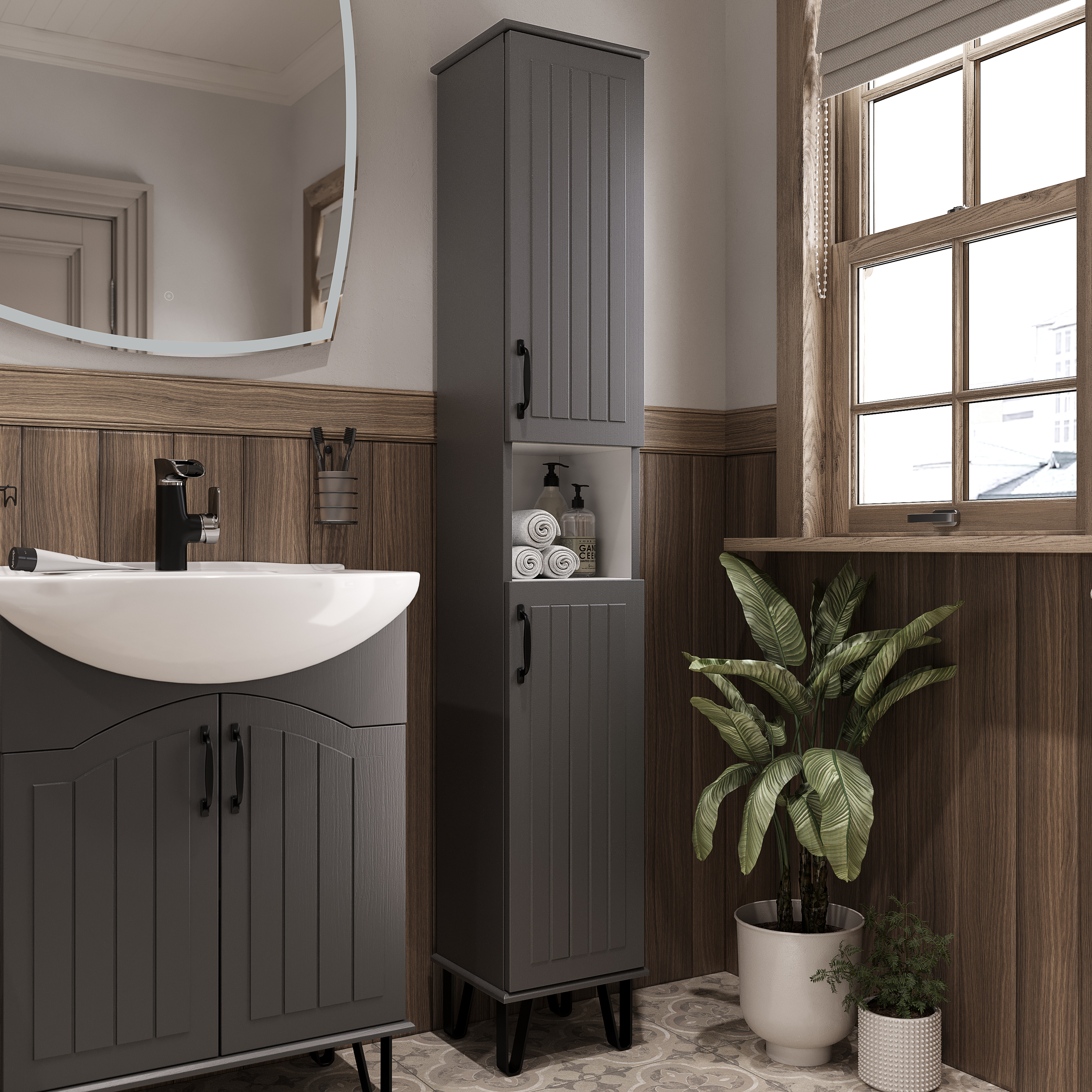 Шкаф-пенал DIWO Сочи 30, антрацит 00-00001323 - 1