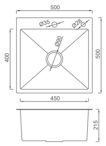 Кухонная раковина Gappo 50х50 сатин GS5050 - 1