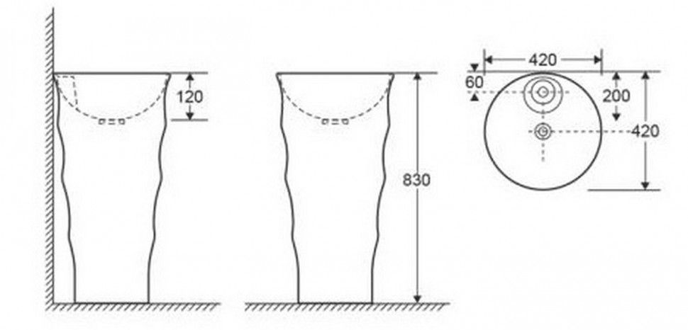 Раковина напольная CeramaLux N 42 см белый  G-308 - 2