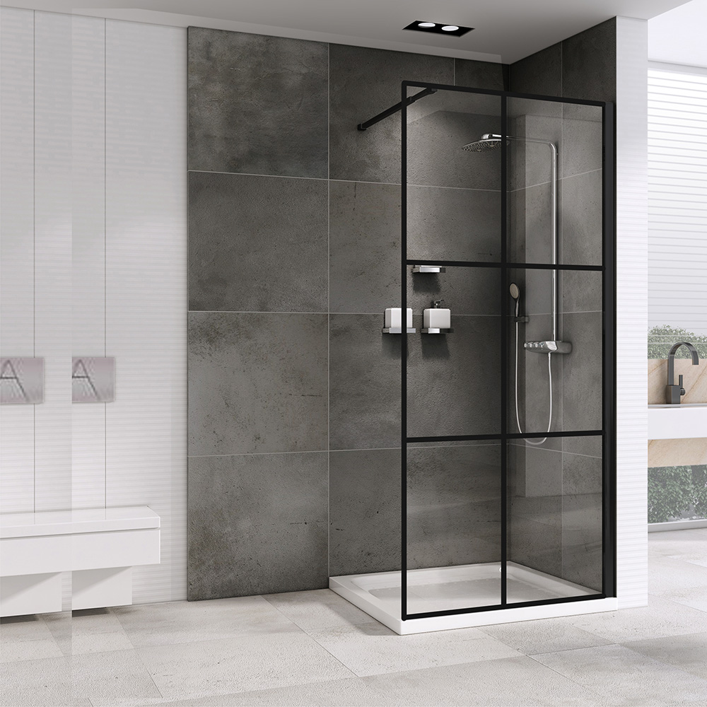 Душевая перегородка ABBER Immer Offen 100 профиль черный  AG62100B8 - 1