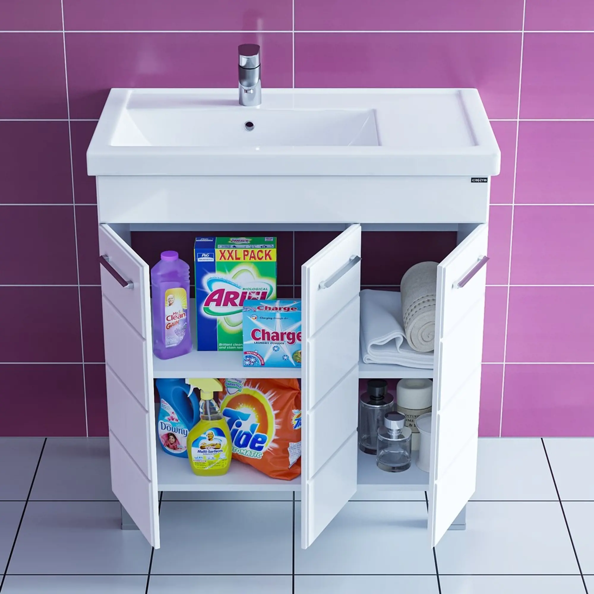 Тумба для комплекта СанТа Омега 80 напольная, белый 207051 - 3