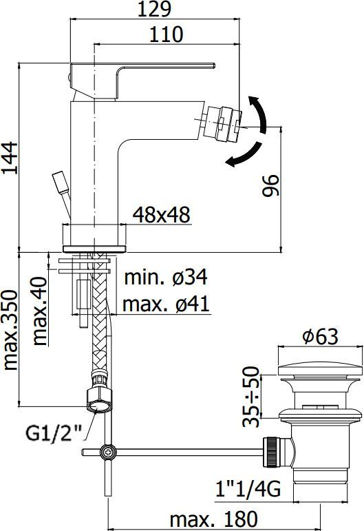 Смеситель Paffoni Elle EL135CR для биде - 1