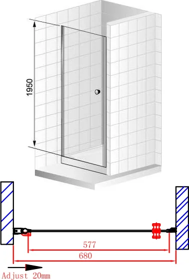Душевая дверь Cezares Elena 70 хром стекло рифленое ELENA-W-B-1-70-P-Cr-L - 2