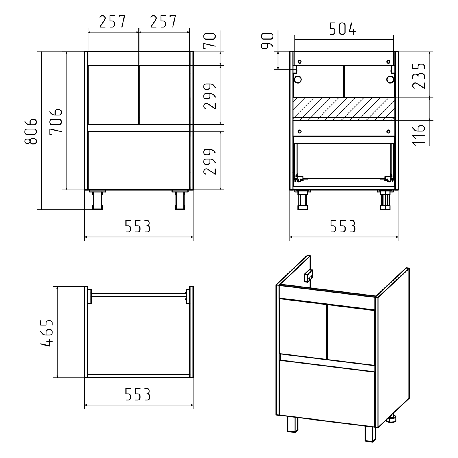 Тумба под раковину Misty Алиса 58 напольная, белая Э-Али01058-0112Я - 1