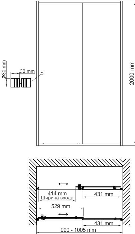 Душевая дверь в нишу Wasserkraft Dill 61S12 - 2