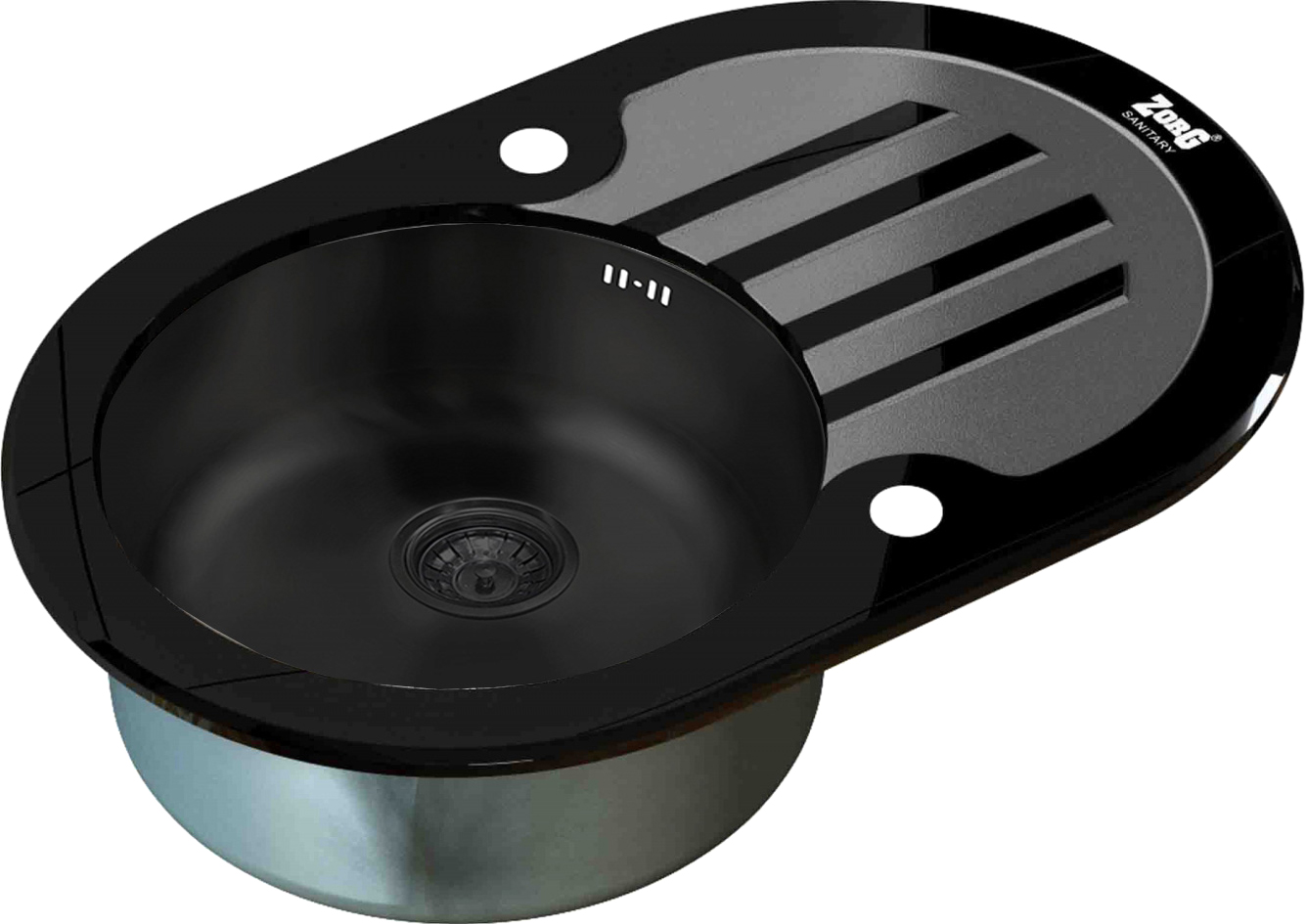 Мойка кухонная Zorg Glass графит GL-7851-OV-BLACK-GRAFIT - 0