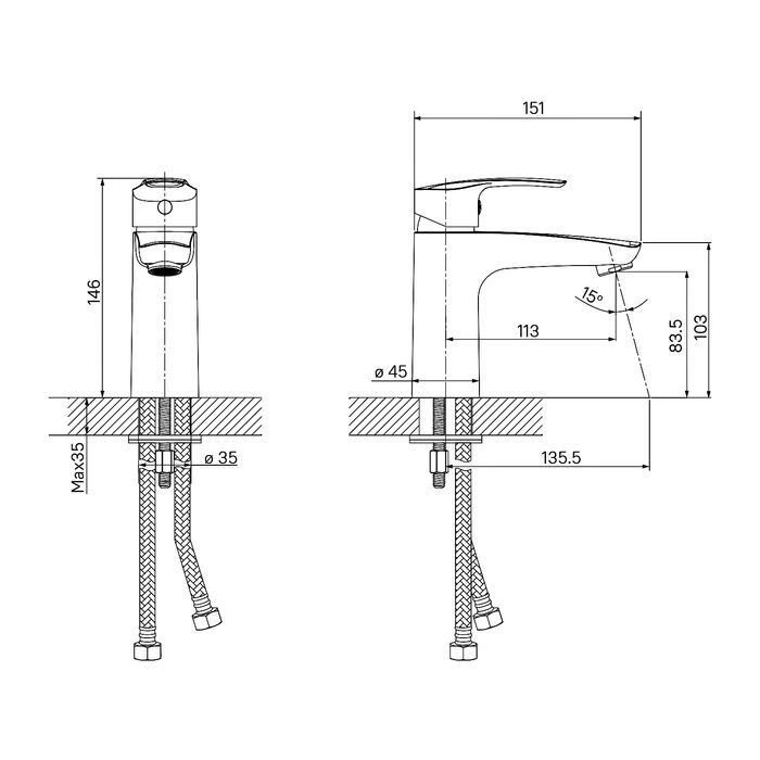 Смеситель IDDIS Ray для раковины, черный RAYBL00i01 - 3