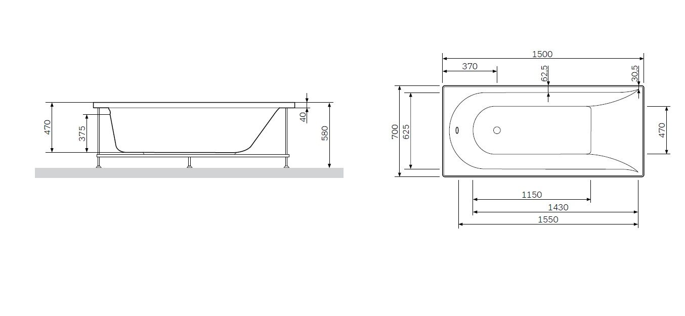 Каркас для ванны AM.PM Spirit  W72A-150-070W-R2 - 2