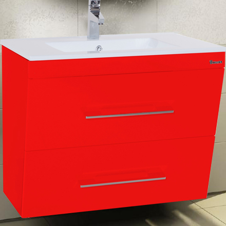 Тумба с раковиной Bellezza Берта подвесная 60 красная - 0