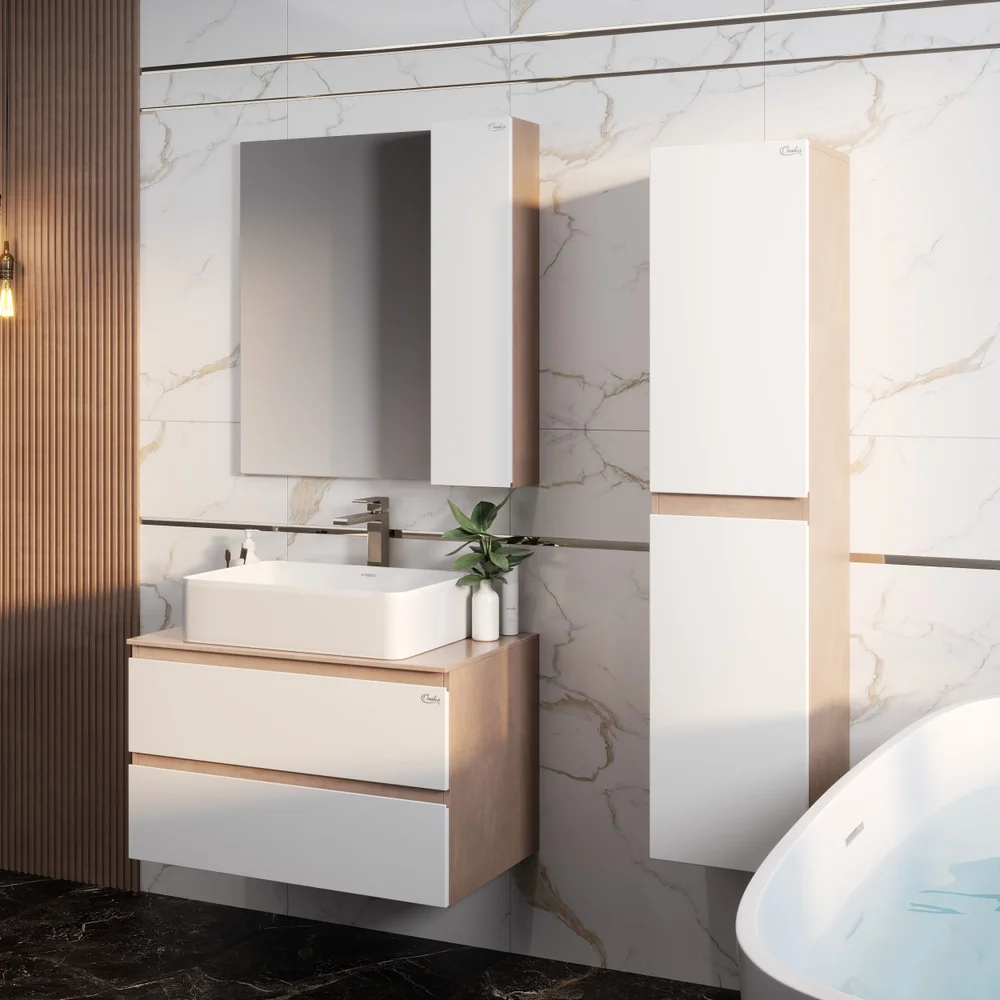 Комплект мебели Onika Алеста 80 белый/камень светлый (108054) - 1