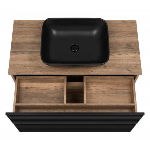Тумба под раковину Brevita Dakota 100 дуб галифакс олово, черный кварц  DAK-07100-19/02-2Я - 4