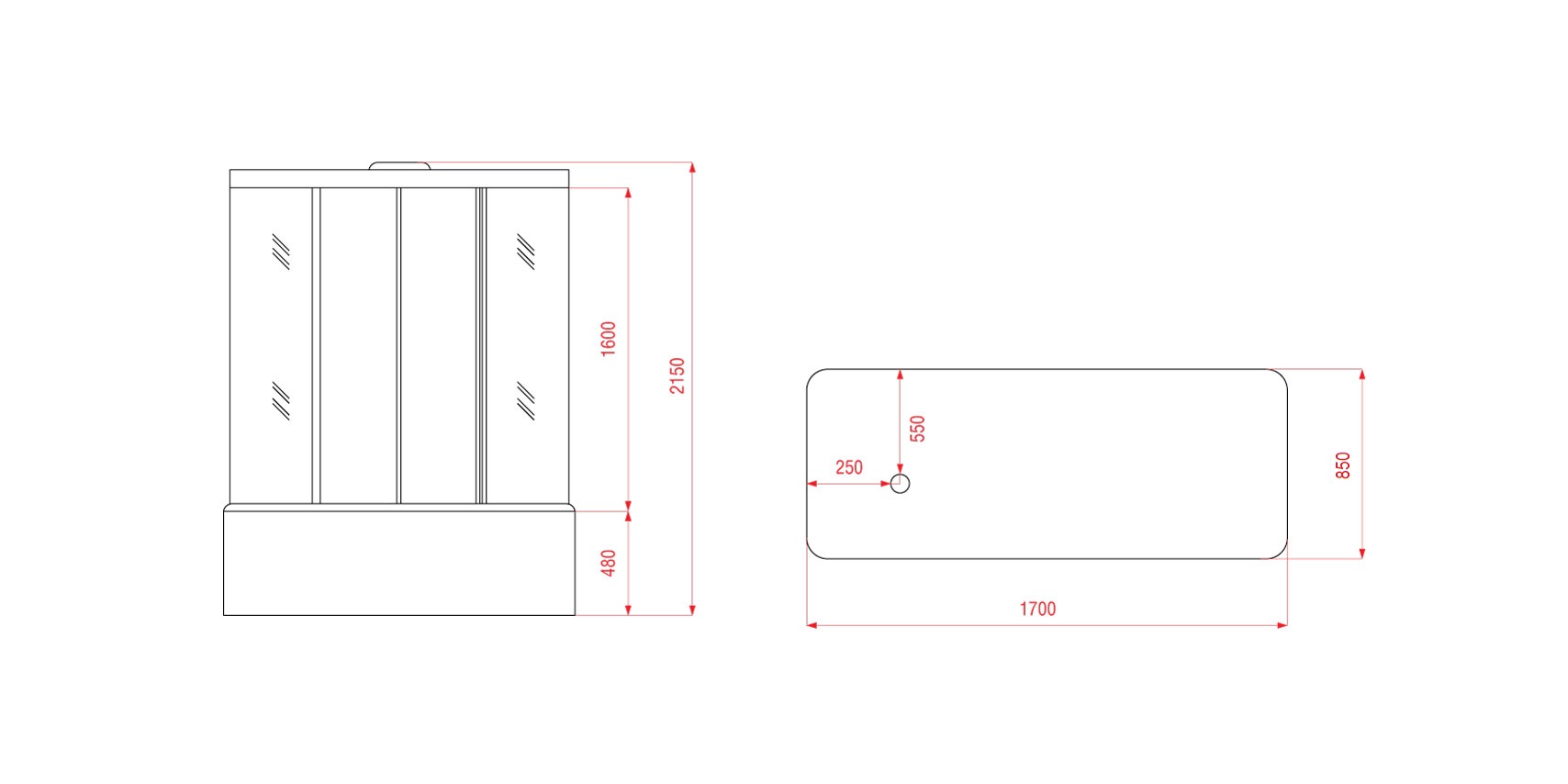 Душевая кабина Arcus  170x85 см  AS-206 - 2