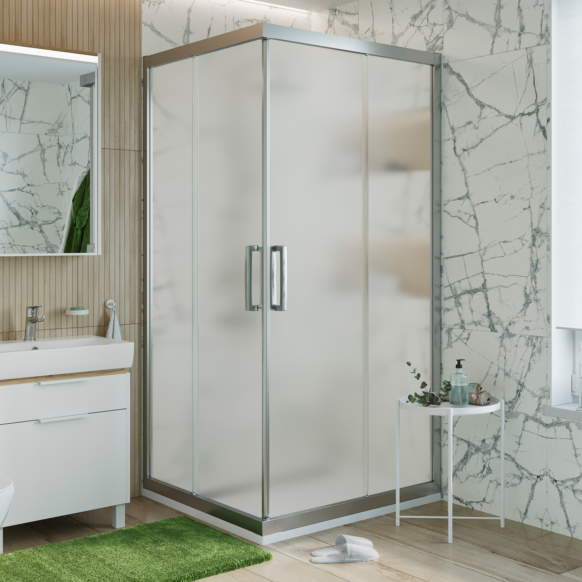 Душевой уголок STWORKI Дублин DE019SC9595200 95x95 см профиль хром матовый, стекло матовое 3GW102TTKK000 - 0