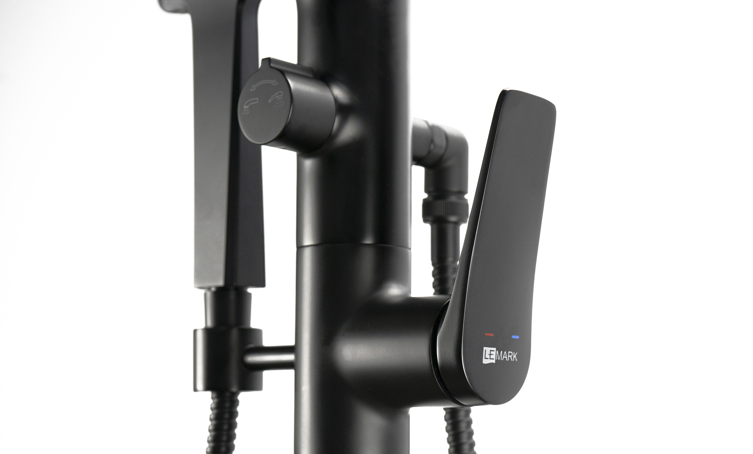 Смеситель Lemark Bronx напольный, для ванны с душем, черный LM3744BL - 4