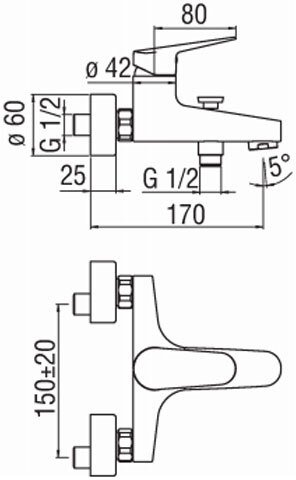 Смеситель для ванны Nobili Blues  BS101110/1CR - 1