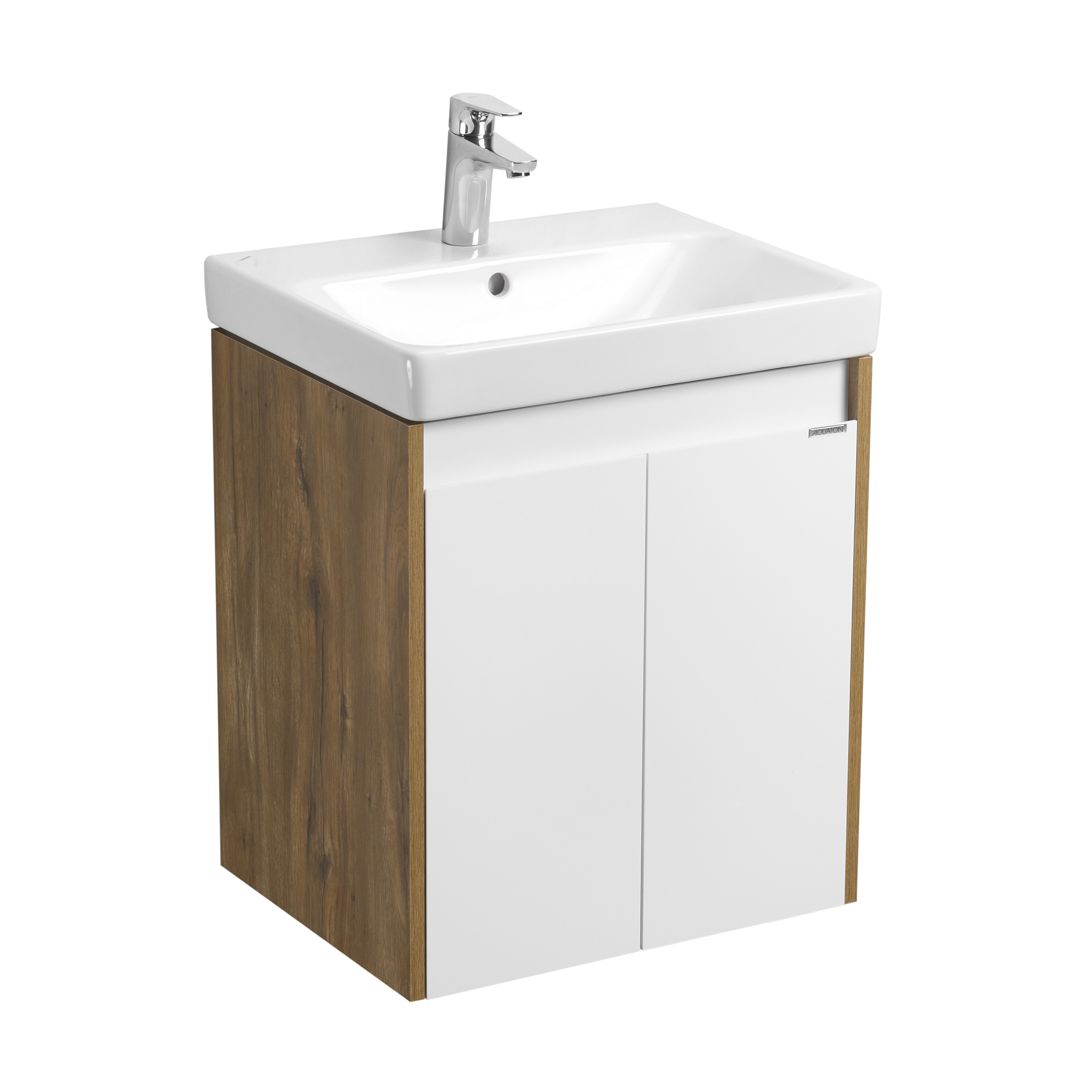 Тумба под раковину Aquaton Сканди Doors 55 Белый глянец Дуб рустикальный 1A278801SDZ90 - 1