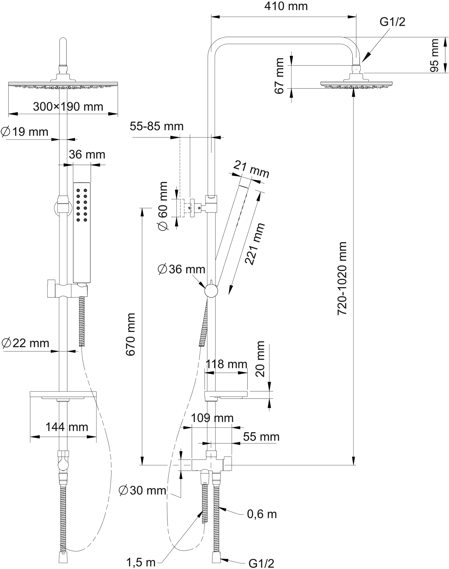 Душевая стойка Swedbe Calypso хром  5071 - 9