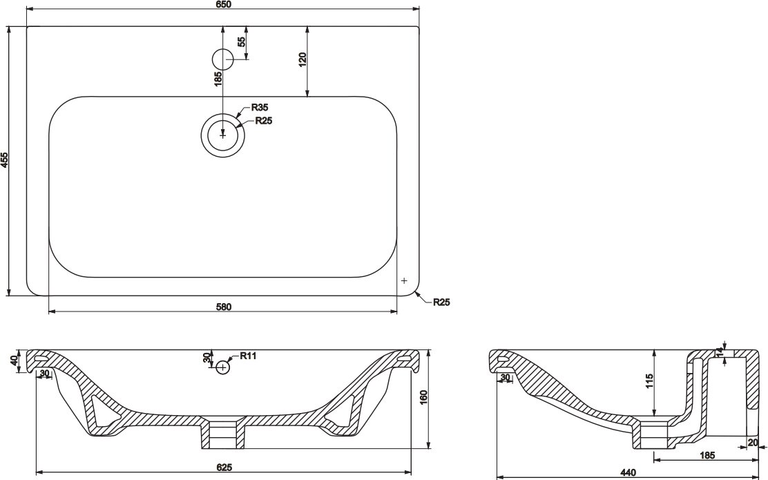 Мебельная раковина Belbagno SOFT 65 см  13065-KL - 3