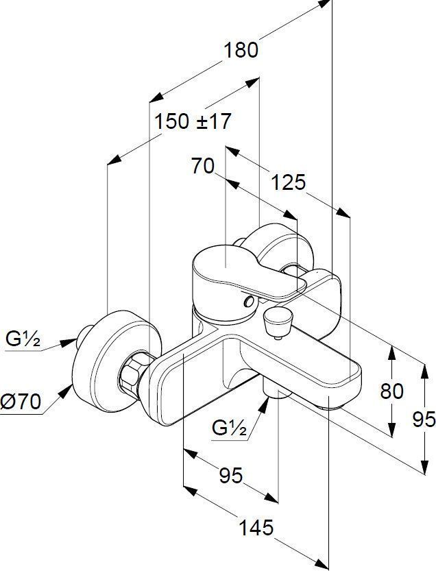 Смеситель Kludi Pure&Easy для ванны с душем 376810565 - 1