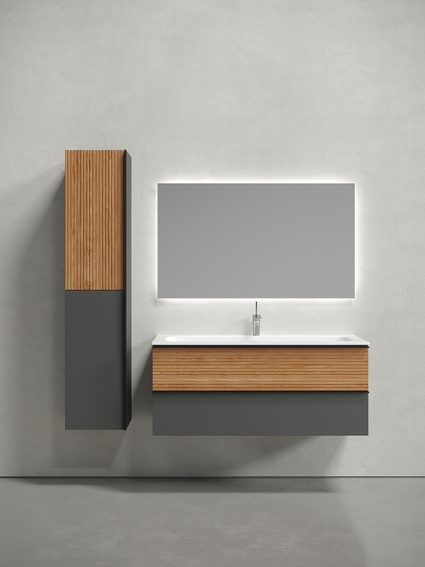 Тумба под раковину Sancos Delta 119х44 серая - светлое дерево DL120GR - 1