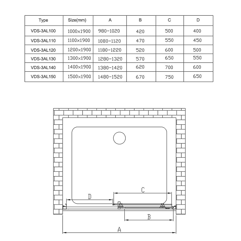 Душевая дверь Vincea Alpha 150 хром стекло рифленое VDS-3AL150MT - 1