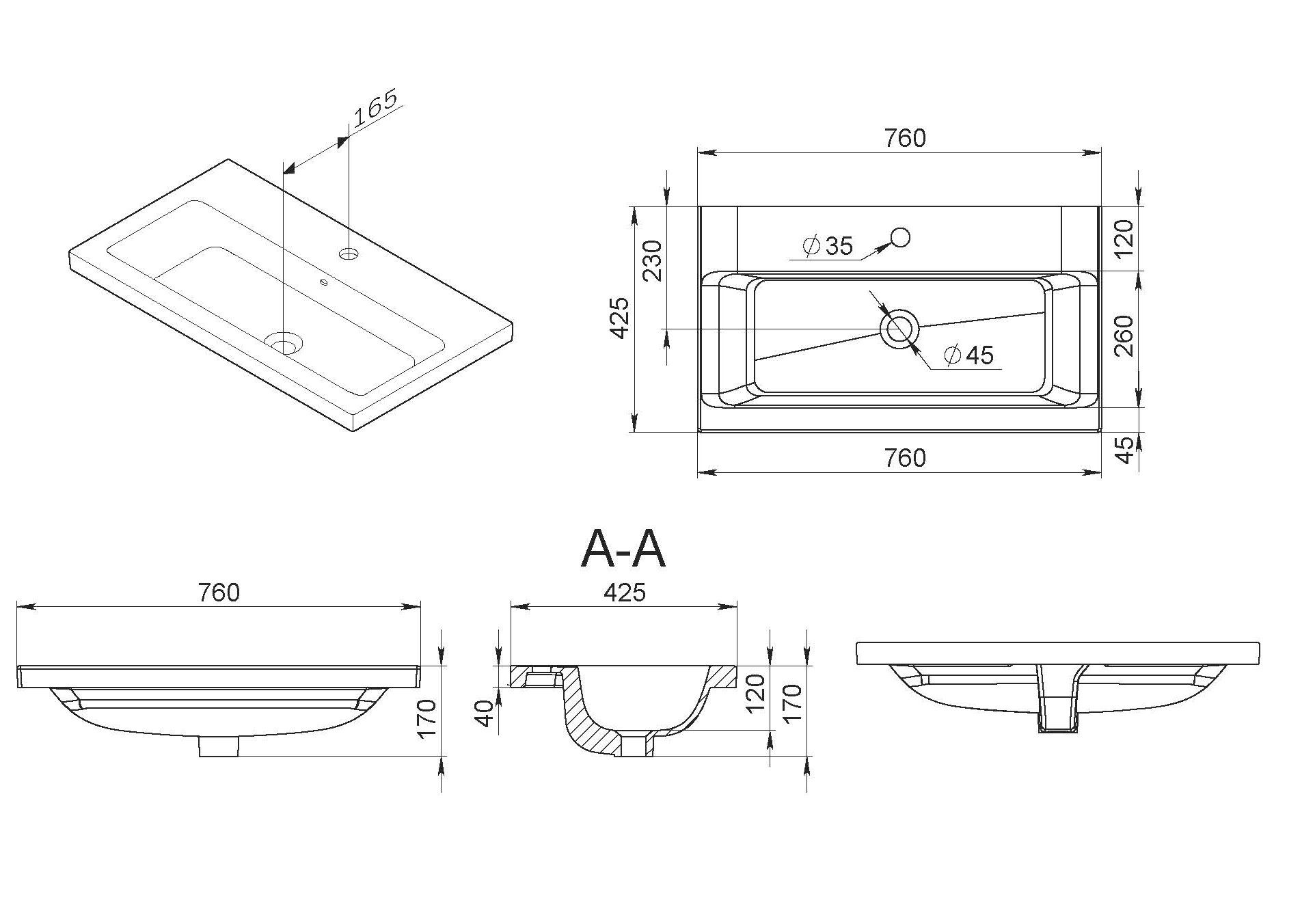 Мебельная раковина Am.Pm Gem 75 M90WCC0752WG - 2