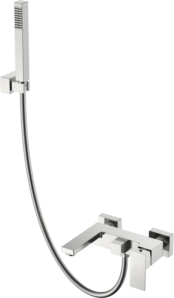 Смеситель для ванны с душем Boheme Qubic сталь глянцевый 473-NB - 0