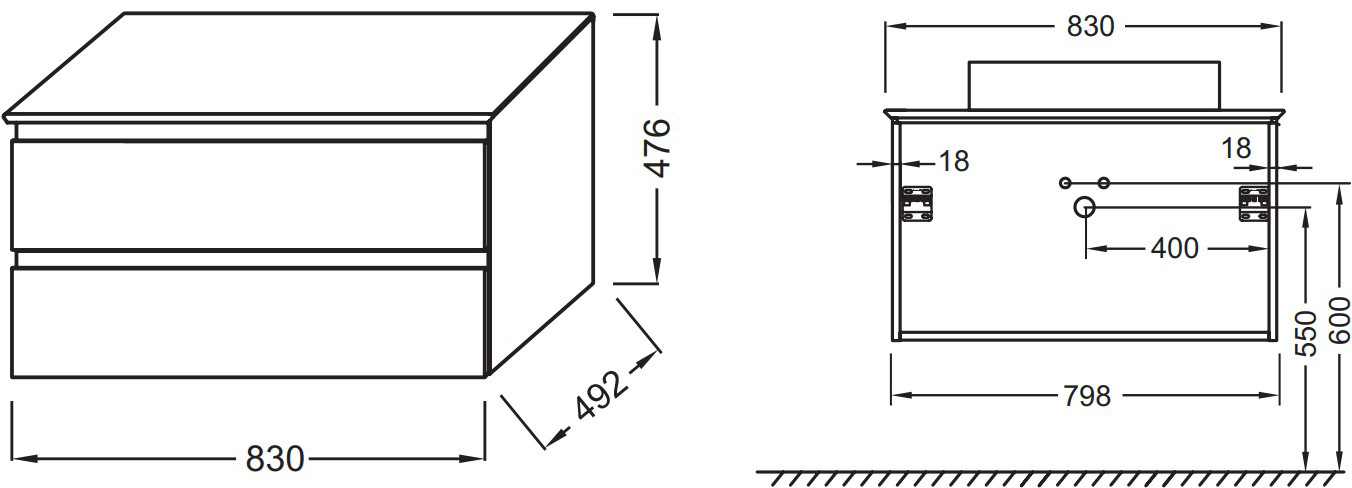 Тумба для комплекта Jacob Delafon Madeleine EB2083-J54 серый матовый - 3