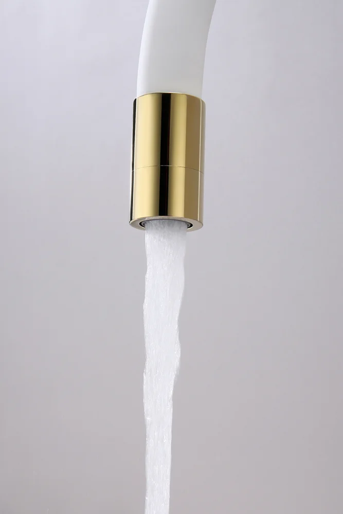 Смеситель для кухни Paulmark Salix с гибким изливом золото - белый матовый Sa213419-Gw - 11