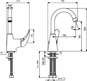 Смеситель для раковины Vidima Orion хром  BA364AA - 1