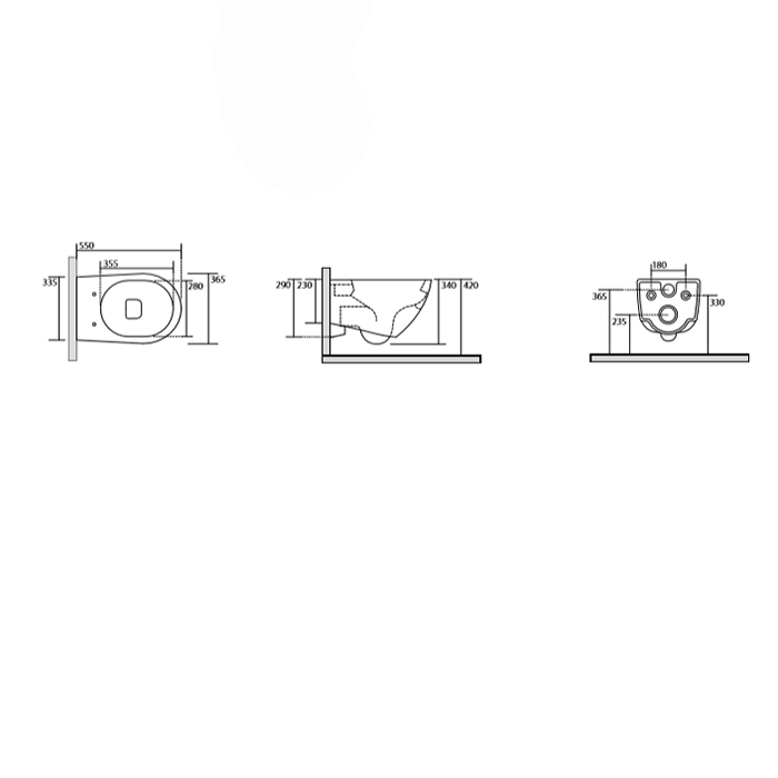 KERASAN Aquatech Унитаз подвесной, Безободковый,550х365 мм, цвет белый 371401 - 1