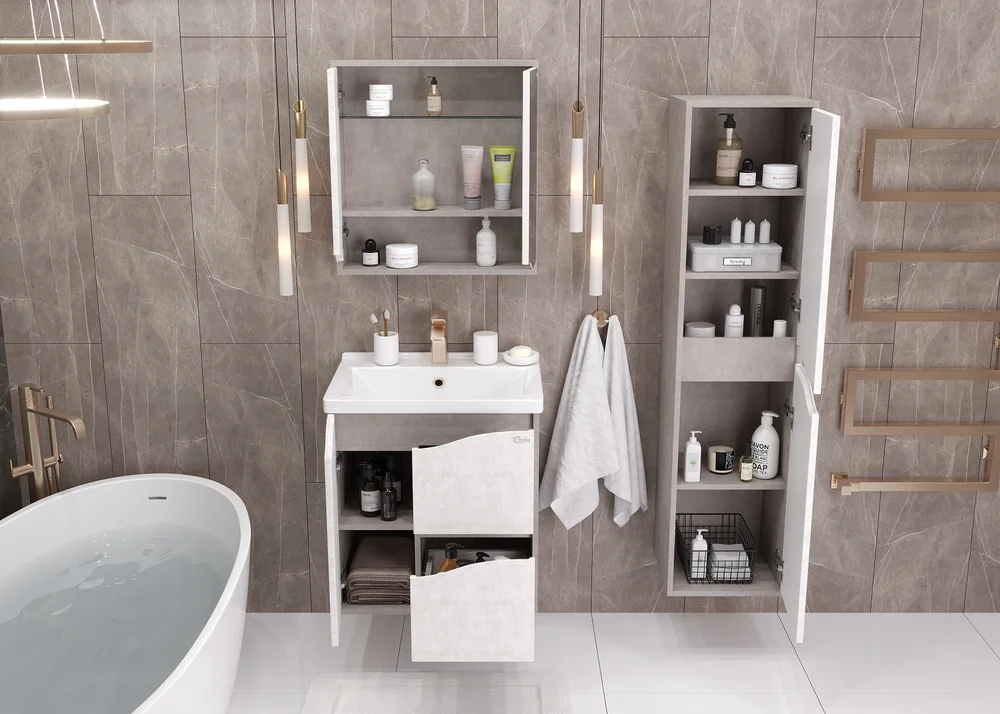 Шкаф-пенал Onika Брендон 35 камень светлый/бетон крем  403565 - 5