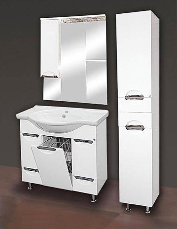 Шкаф-пенал Misty Жасмин 35 R белая эмаль, с корзиной П-Жас05035-011БкП - 2