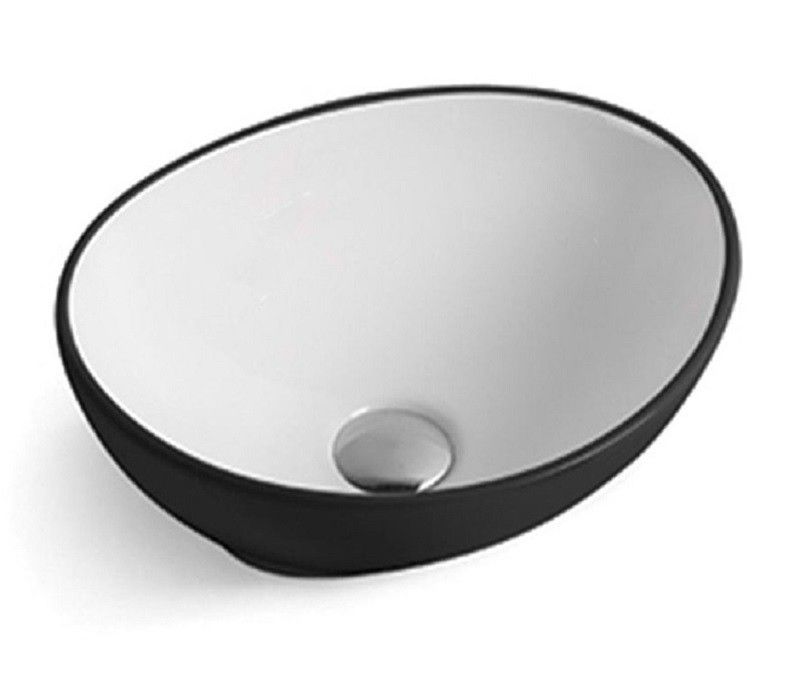 Раковина накладная CeramaLux NC 40.5 см белый/черный  7138BW - 0