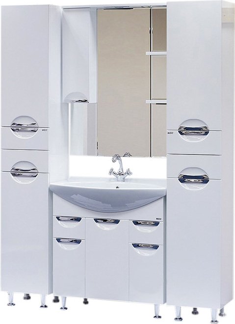 Тумба с раковиной Misty Орхидея 75 белая эмаль - 2