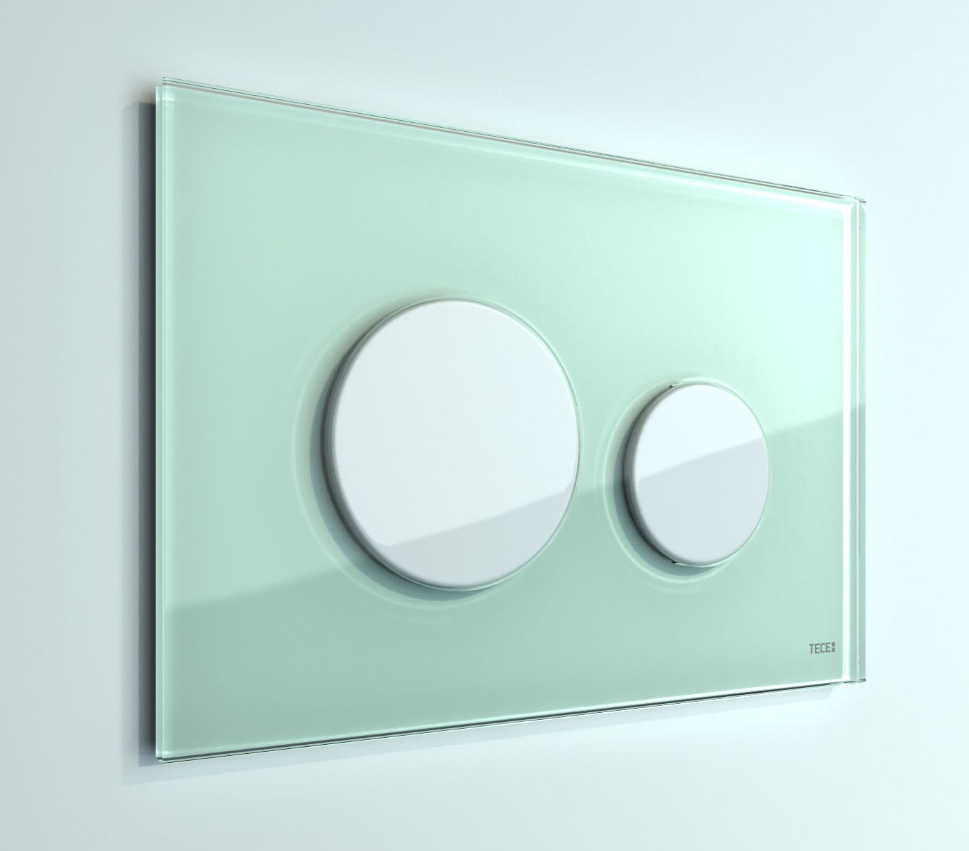 Кнопка смыва TECE Loop 9240651 зеленое стекло, кнопка белая - 1