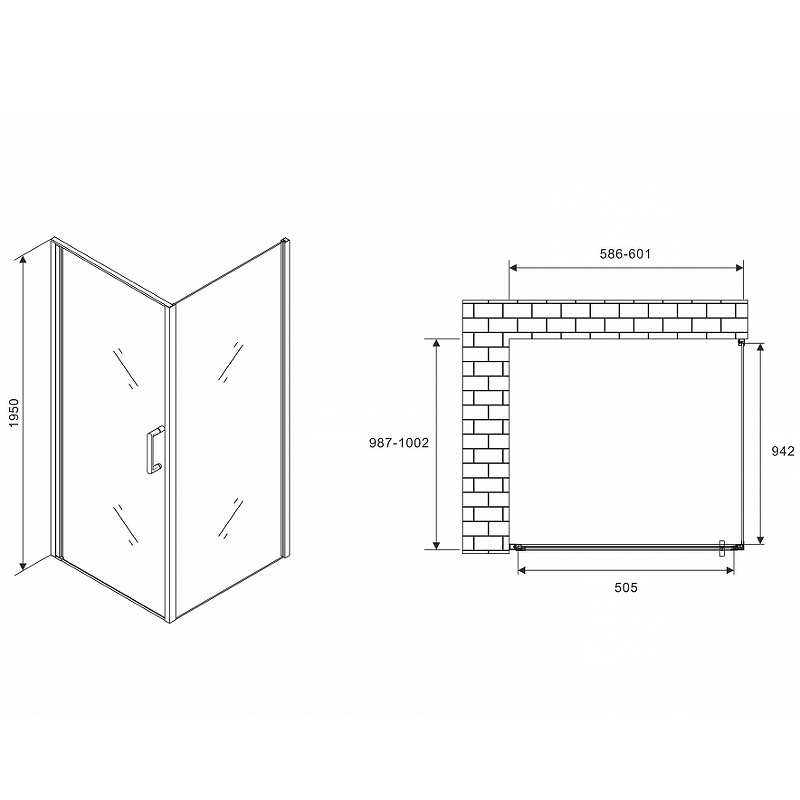 Душевой уголок Abber Sonnenstrand 60х100 хром стекло матовое AG04060M-S100M - 1