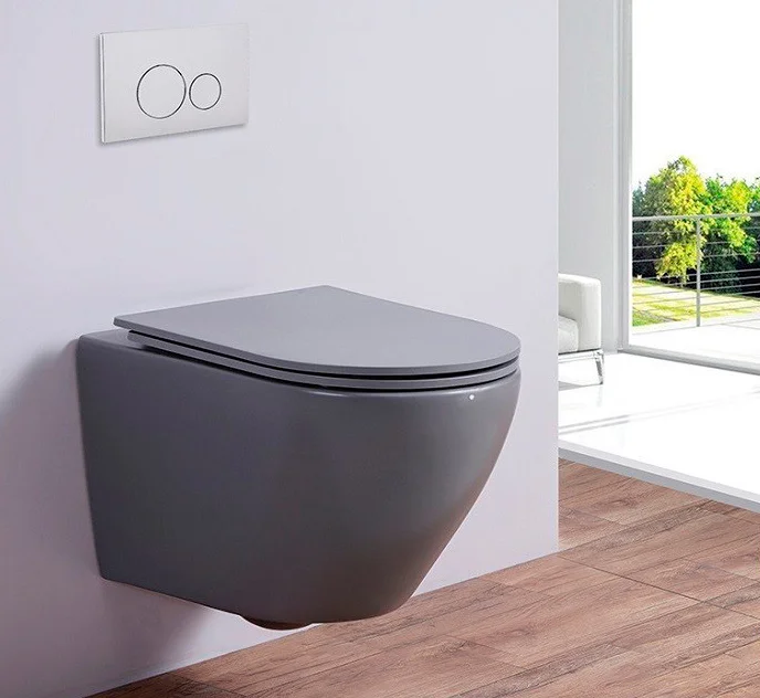 Унитаз подвесной Esbano Azalea с сиденьем микролифт, серый матовый  ESUPAZALGM - 1