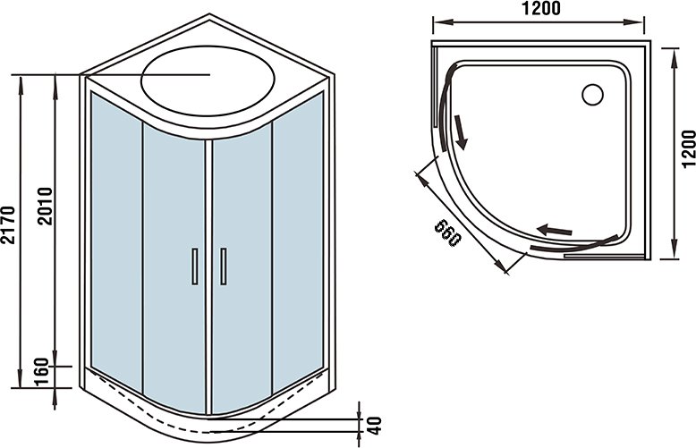 Душевая кабина Weltwasser WW500 Emmer 12015 120х120 хром  10000003287 - 12