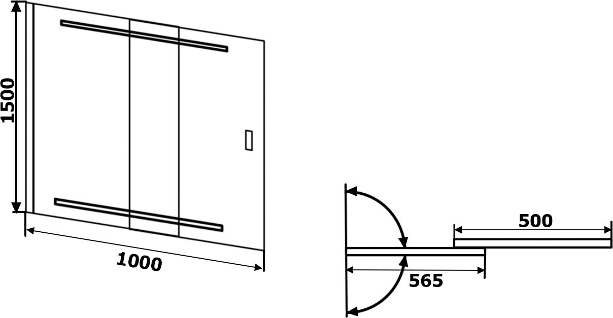 Шторка на ванну RGW Screens SC-44 100х150 профиль хром 03114410-11 - 1