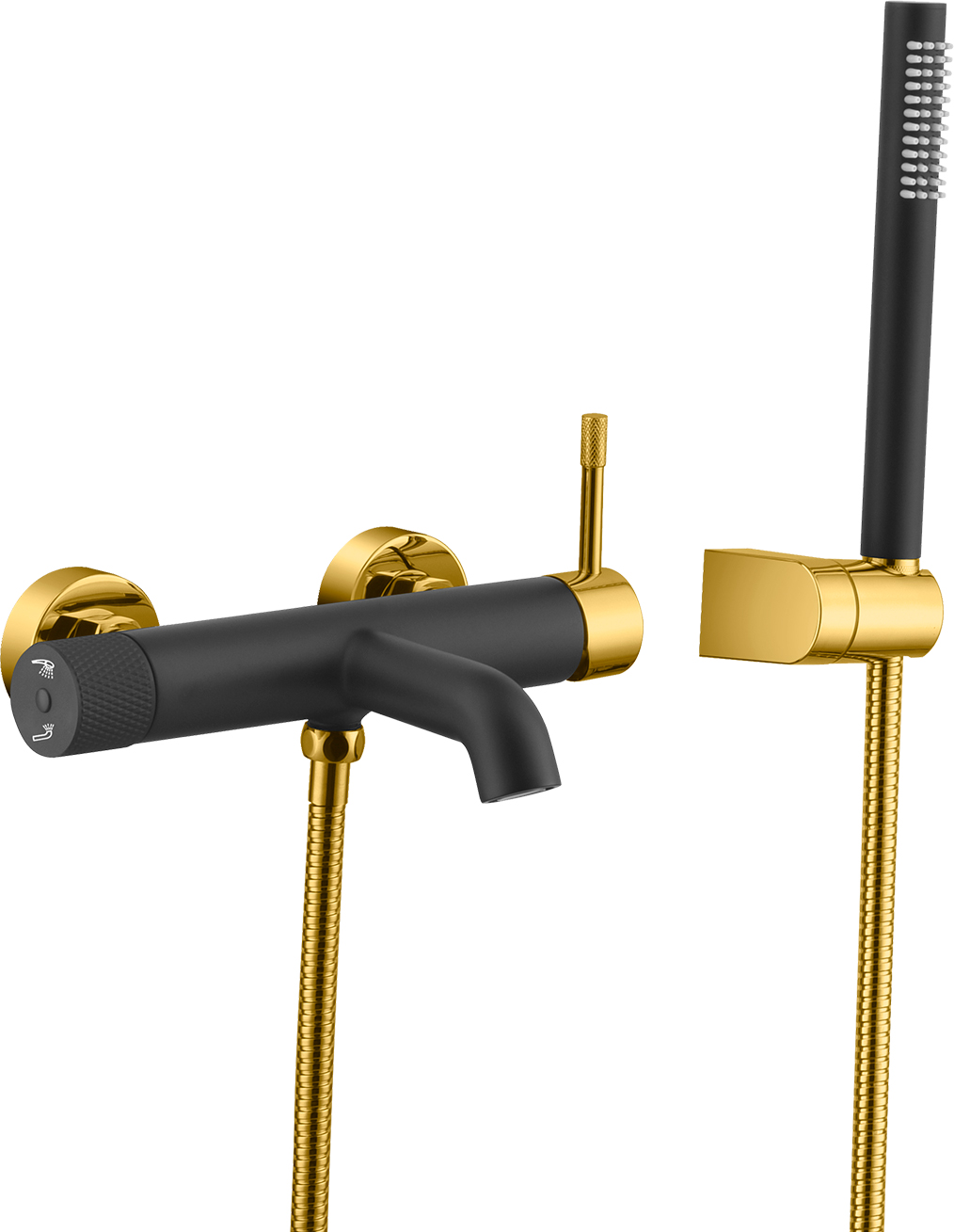 Смеситель для ванны с душем Boheme Uno 463-BG black gold - 0