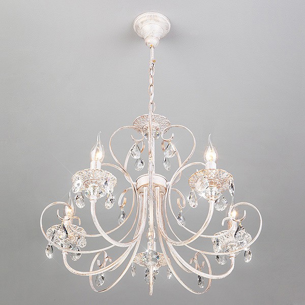 Подвесная люстра Eurosvet Alda 3305/5 белый с золотом/прозрачный хрусталь Strotskis - 1